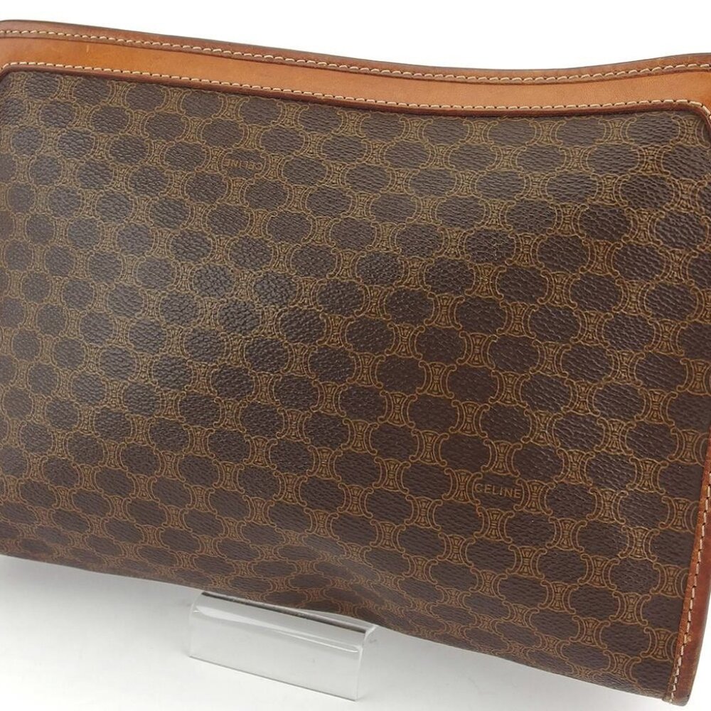 CELINE Clutch bag Brown beige Women Authentic secondhand